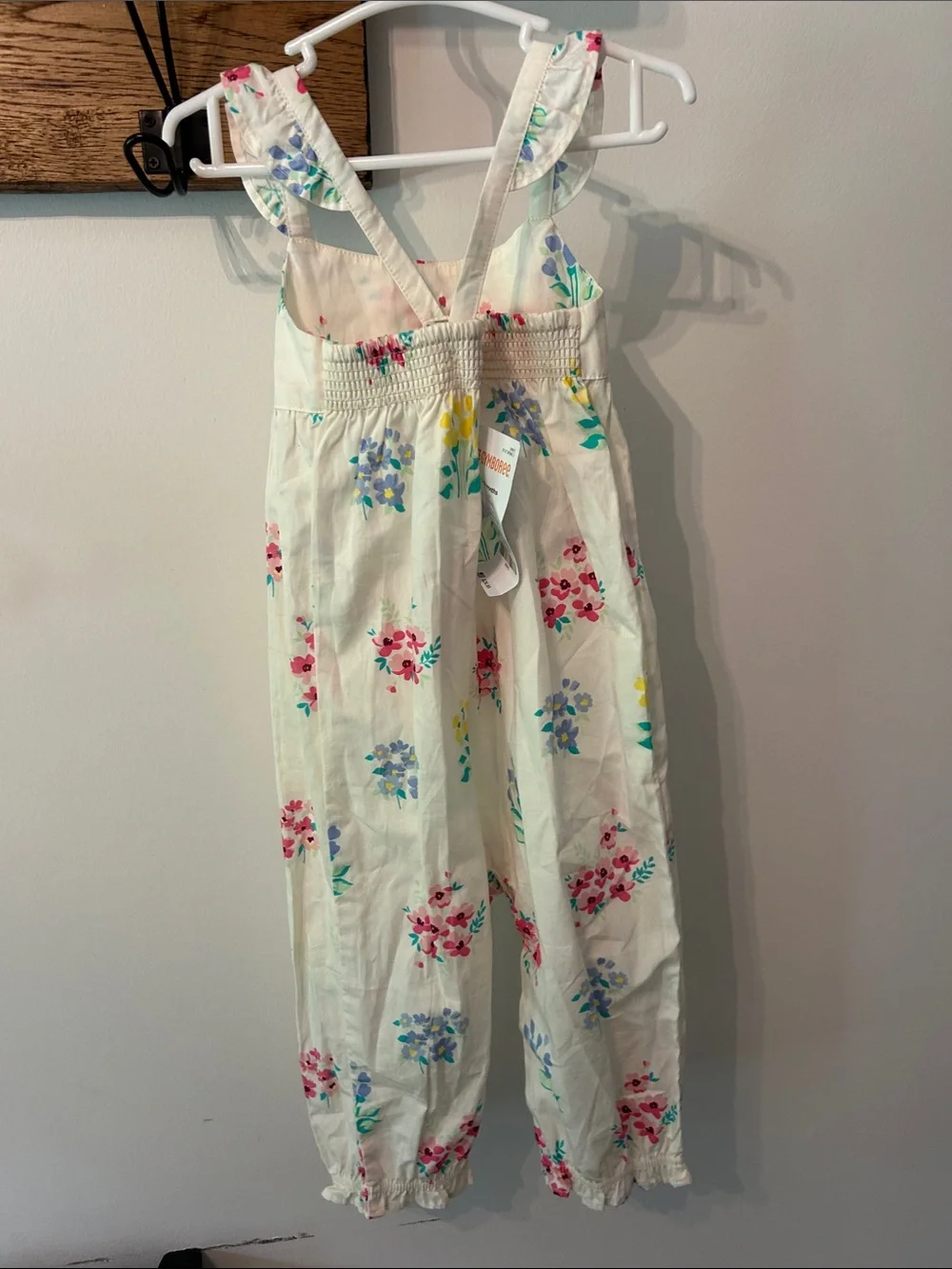 Gymboree Cream Floral Sleeveless Romper with Ruffles